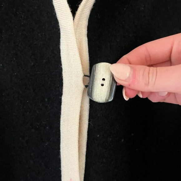 Elana By Tanner Womens Black White Overcoat 1 Long Sleeve Pockets Wool Jacket ** - Picture 5 of 9